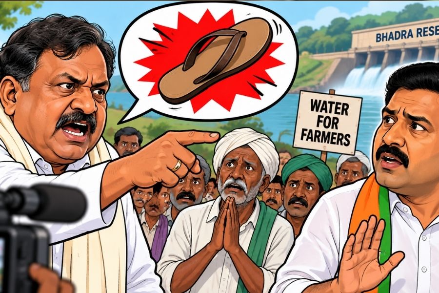 Karnataka Minister Under Fire After Allegedly Telling Villagers to “Beat BJP MLA With Slippers”